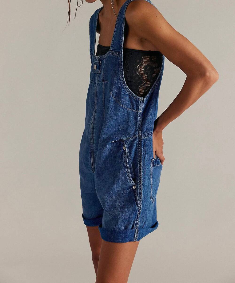 NEW FREE PEOPLE jude denim shortall in indigo